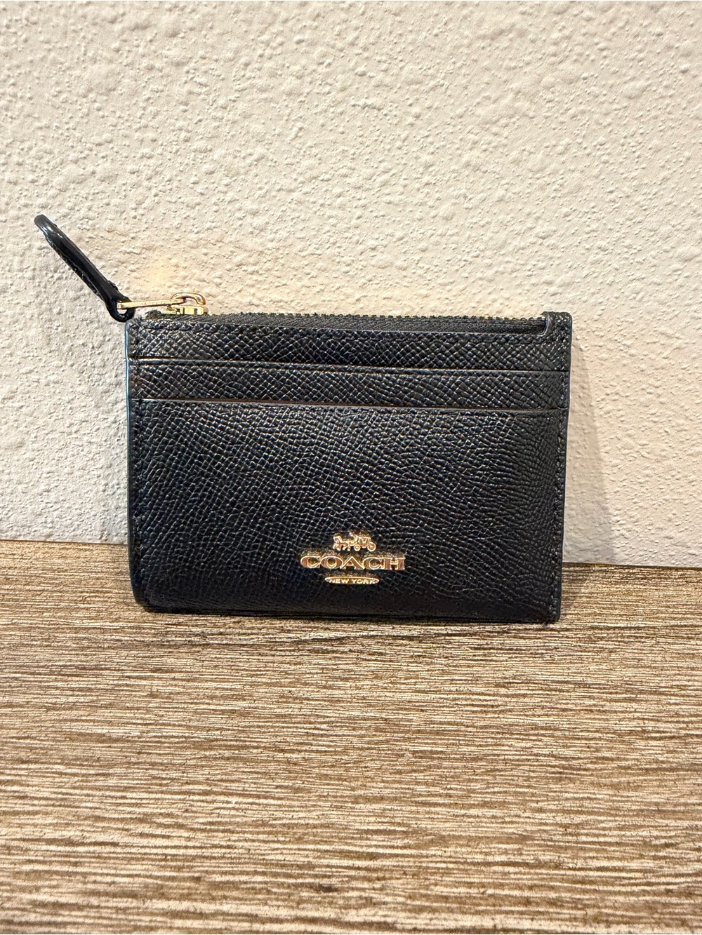 Coach Black Leather Zip ID case